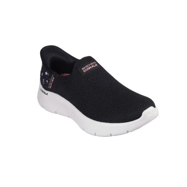 Tenis SKECHERS Dama Go Walk Flex Sunset Rose Negro Rosa Flores - 124822-BKPK