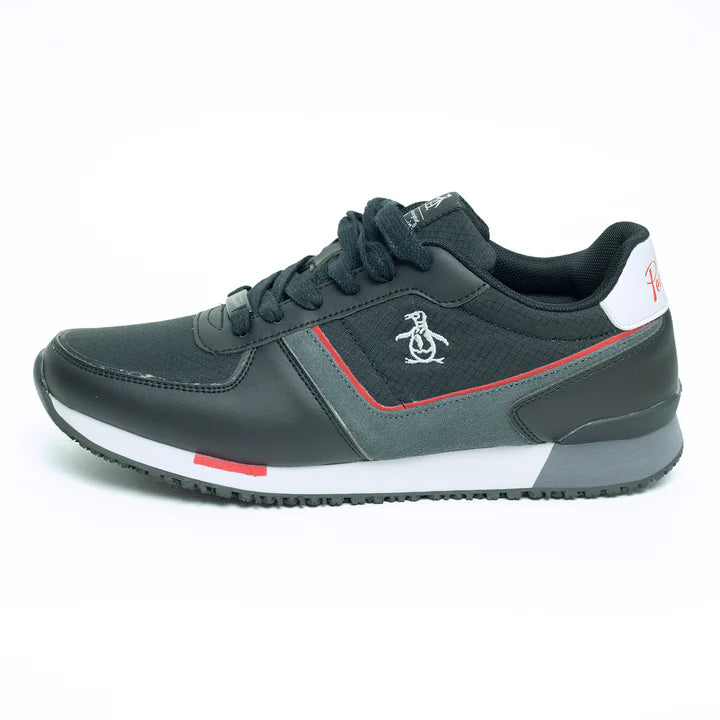 Tenis PENGUIN Hombre Negro Gris Rojo Cuero - 06-160359-3