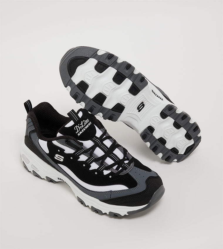 Tenis SKECHERS Dama Dlite Popular Vote Negro Blanco Gris - 150241-BKWG