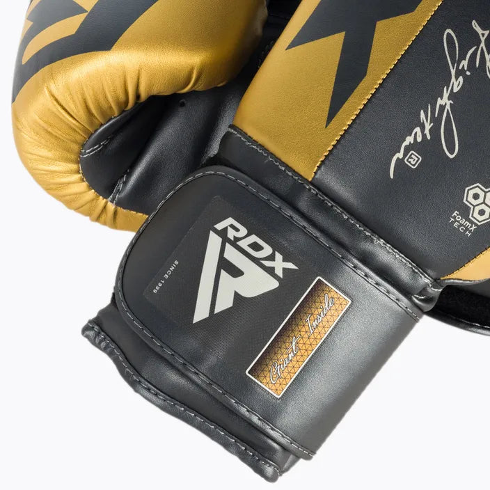 Guantes Boxeo RDX Negro Dorado - BGR-F4GL