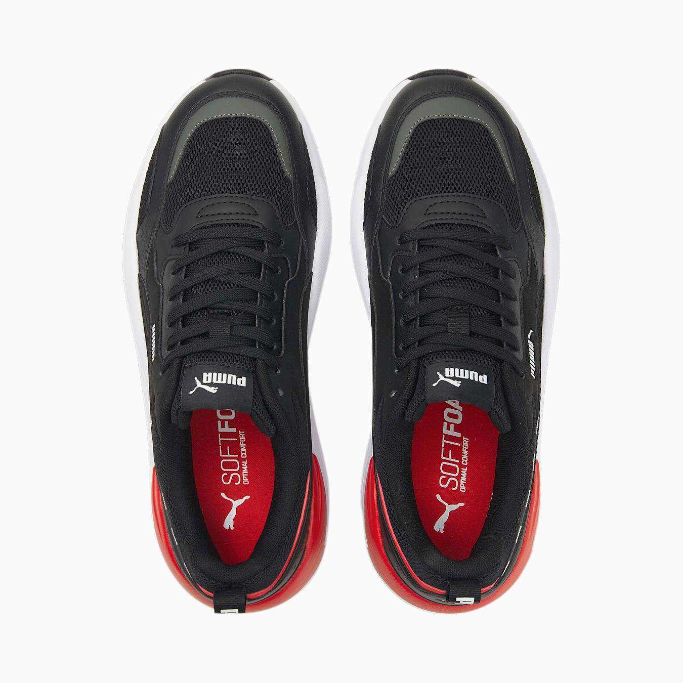 Tenis PUMA Hombre X-ray2 Square SIgnature Negro Rojo Blanco - 383825-02