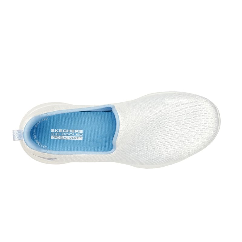 Tenis Dama SKECHERS Go Walk Joy Danil Mocasin Blanco Azul Clara - 124704-WBL