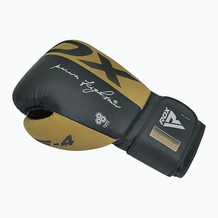 Guantes Boxeo RDX Negro Dorado - BGR-F4GL