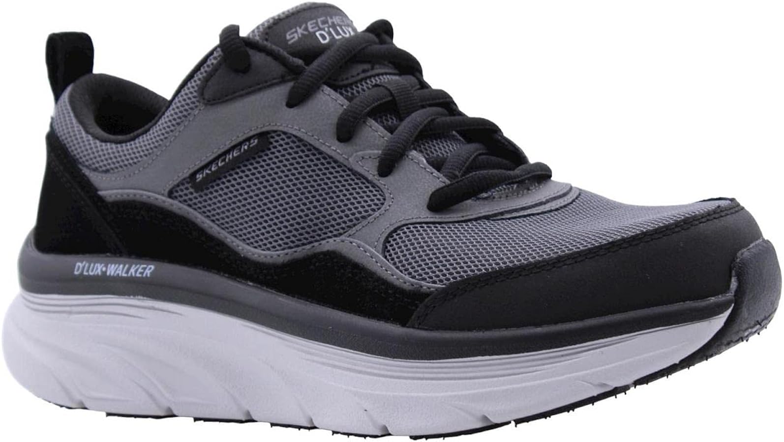 Tenis Hombre Skechers Dlux Walker New Moment Negro Gris - 232363-BKCC