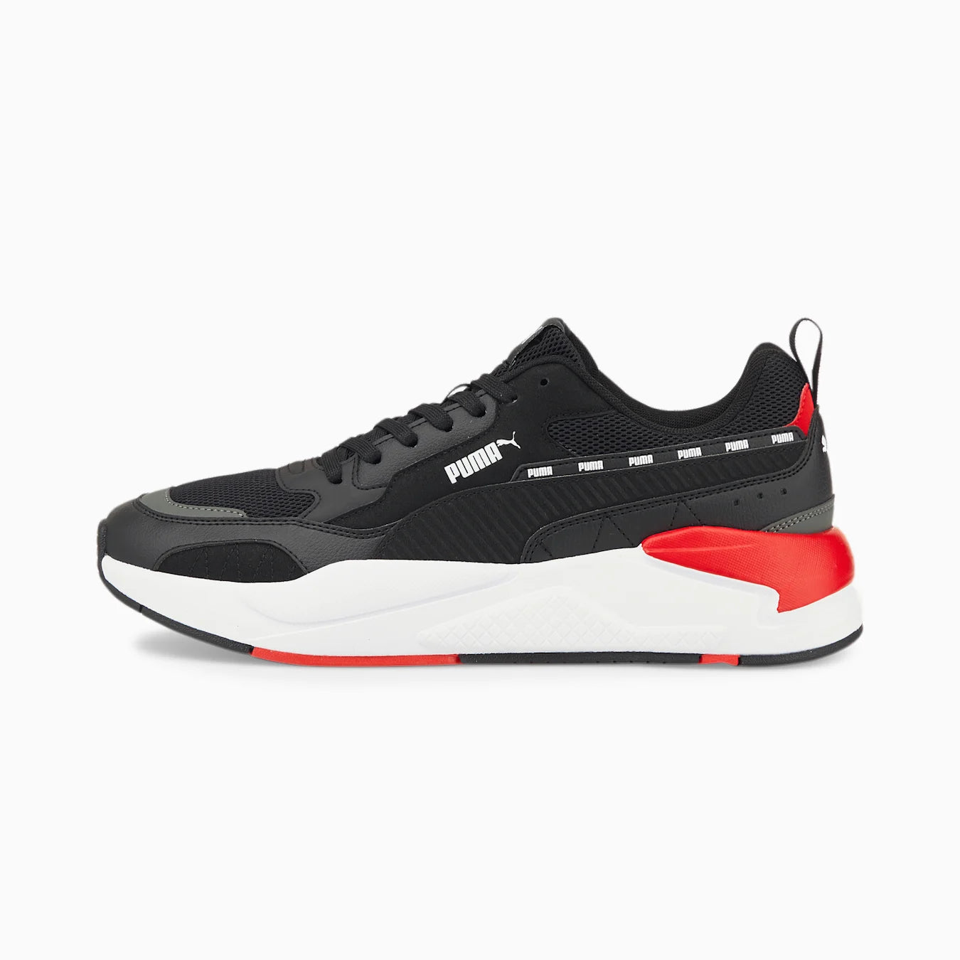Tenis PUMA Hombre X-ray2 Square SIgnature Negro Rojo Blanco - 383825-02
