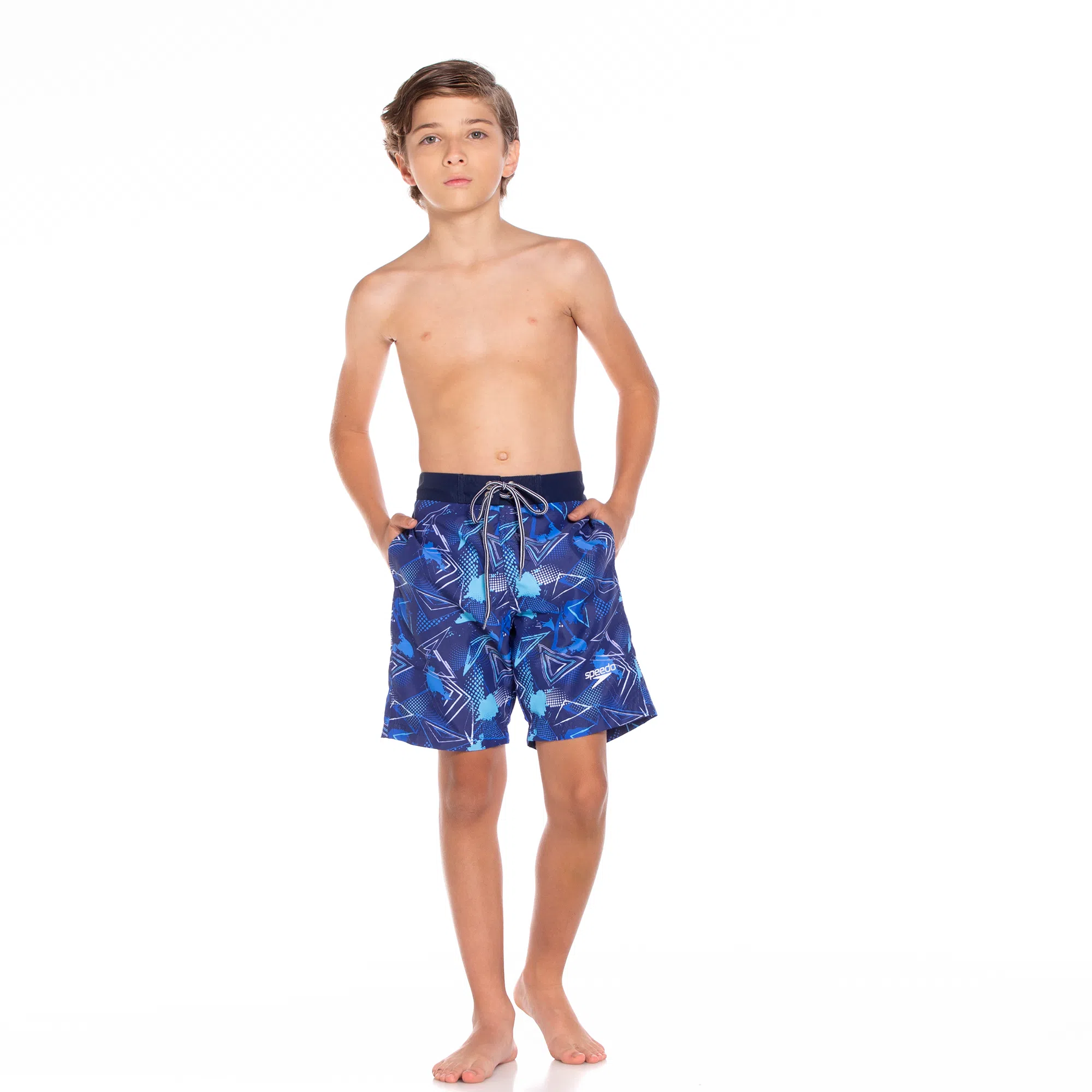 Short Speedo Junior Triangle 17 Estampada Azul - 8-N025240099