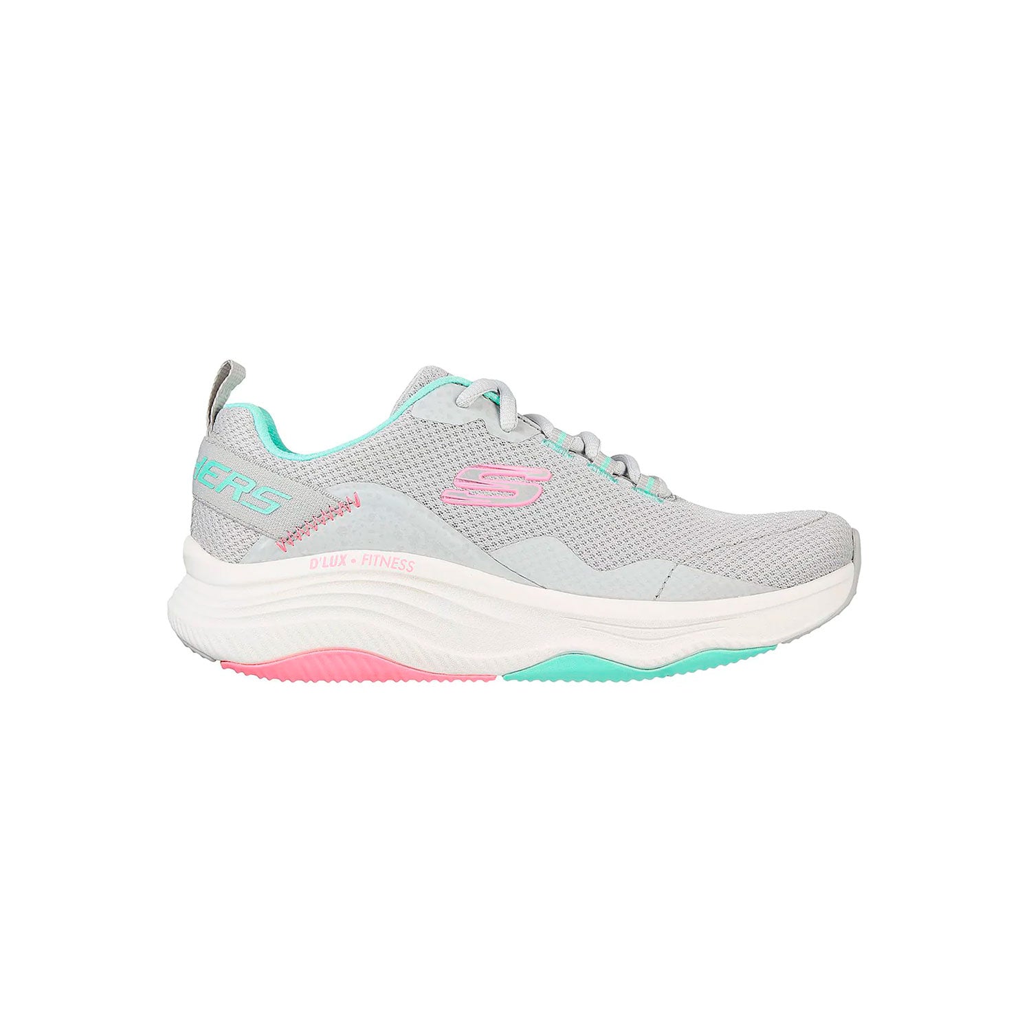 Tenis Dama SKECHERS Dlux Fitness Roam Free Gris Rosa - 149835-LGMT