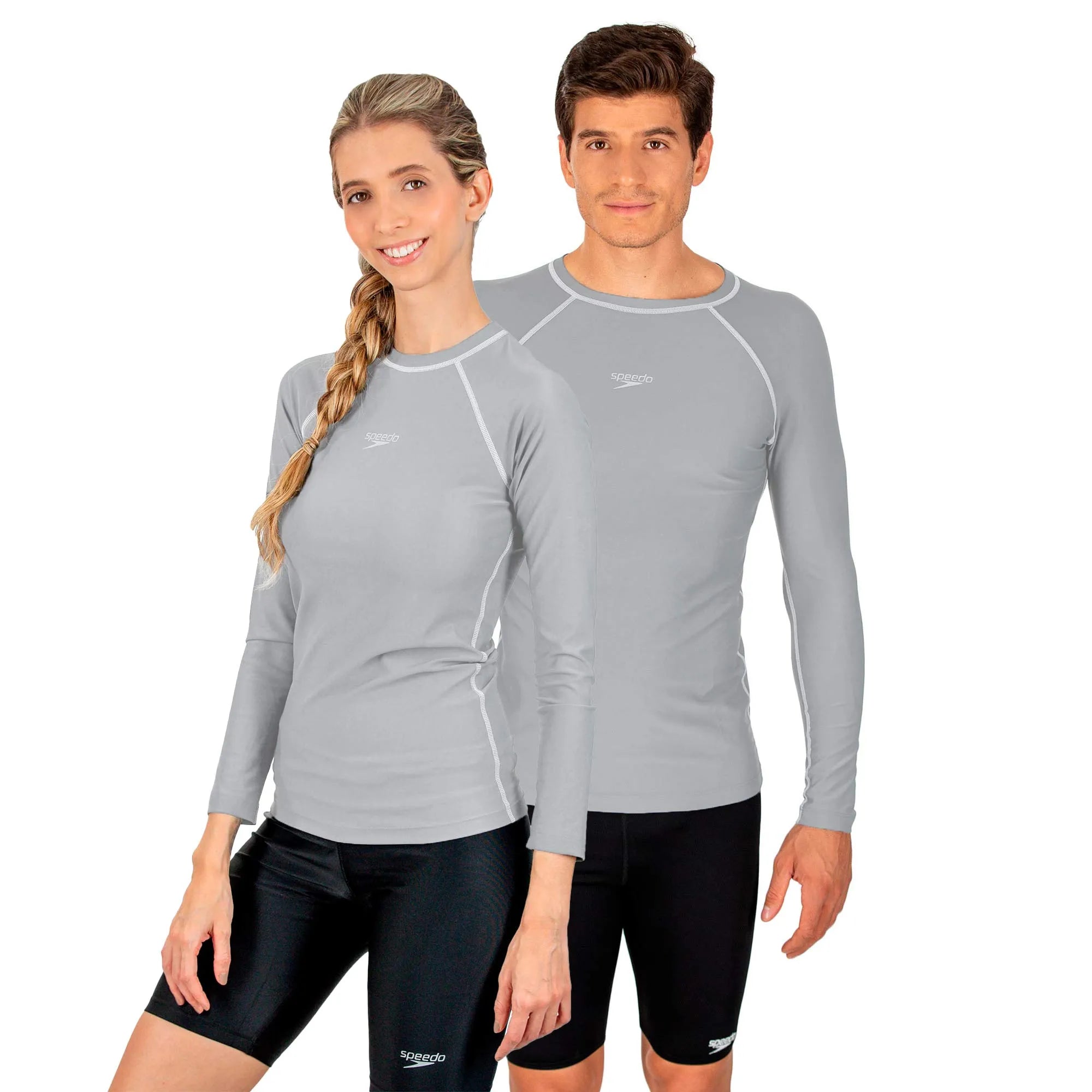 Camiseta SPEEDO Manga Larga Natacion Gris Clara Adulto Hyden - 8N010130020