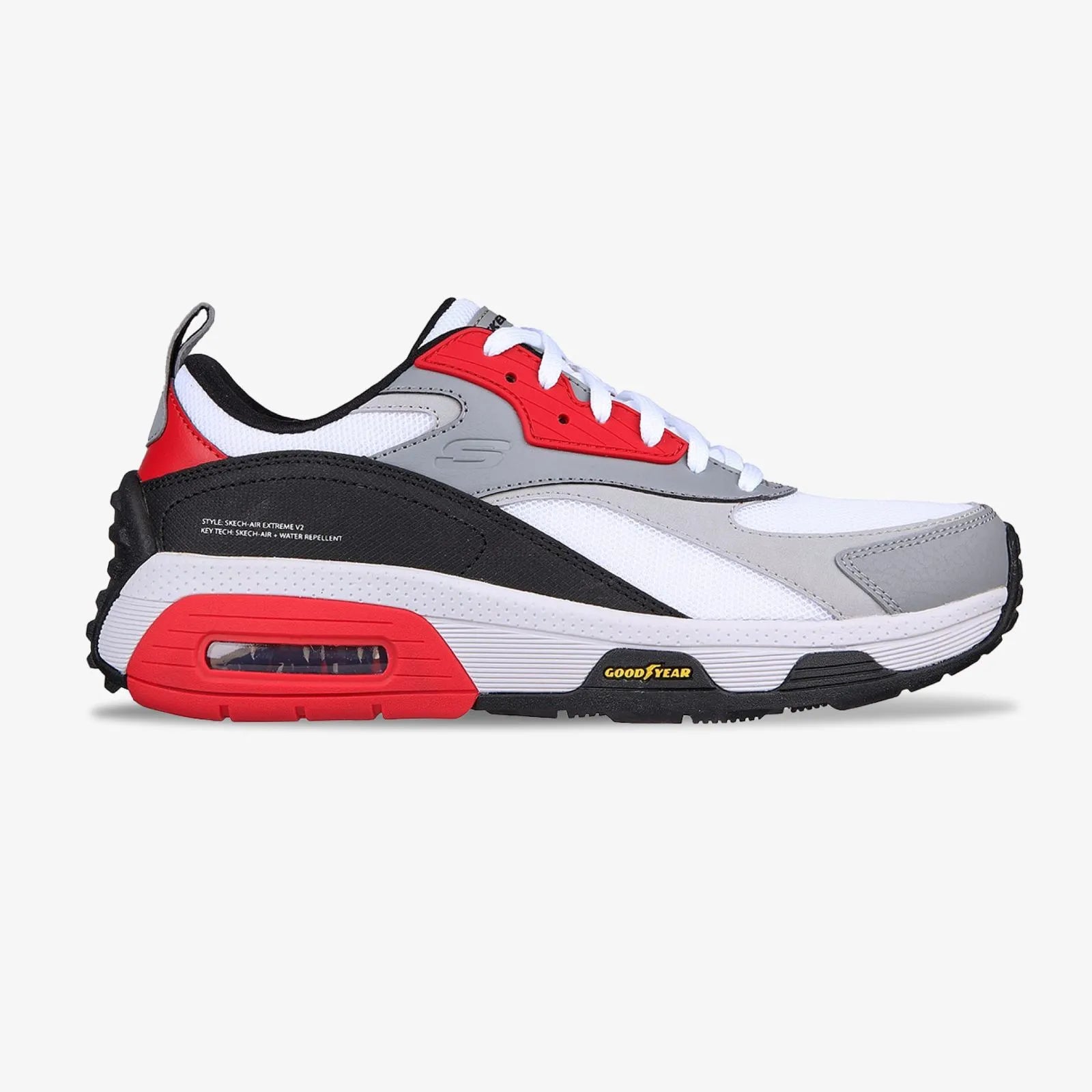 Tenis Hombre Skechers Air Extreme V2 Gris Rojo Negro - 232255-WBRD