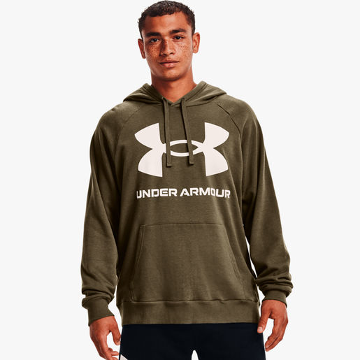 Hoodye UNDER ARMOUR Hombre Verde Logo Blanco Algodón Cerrado - 1357093-361