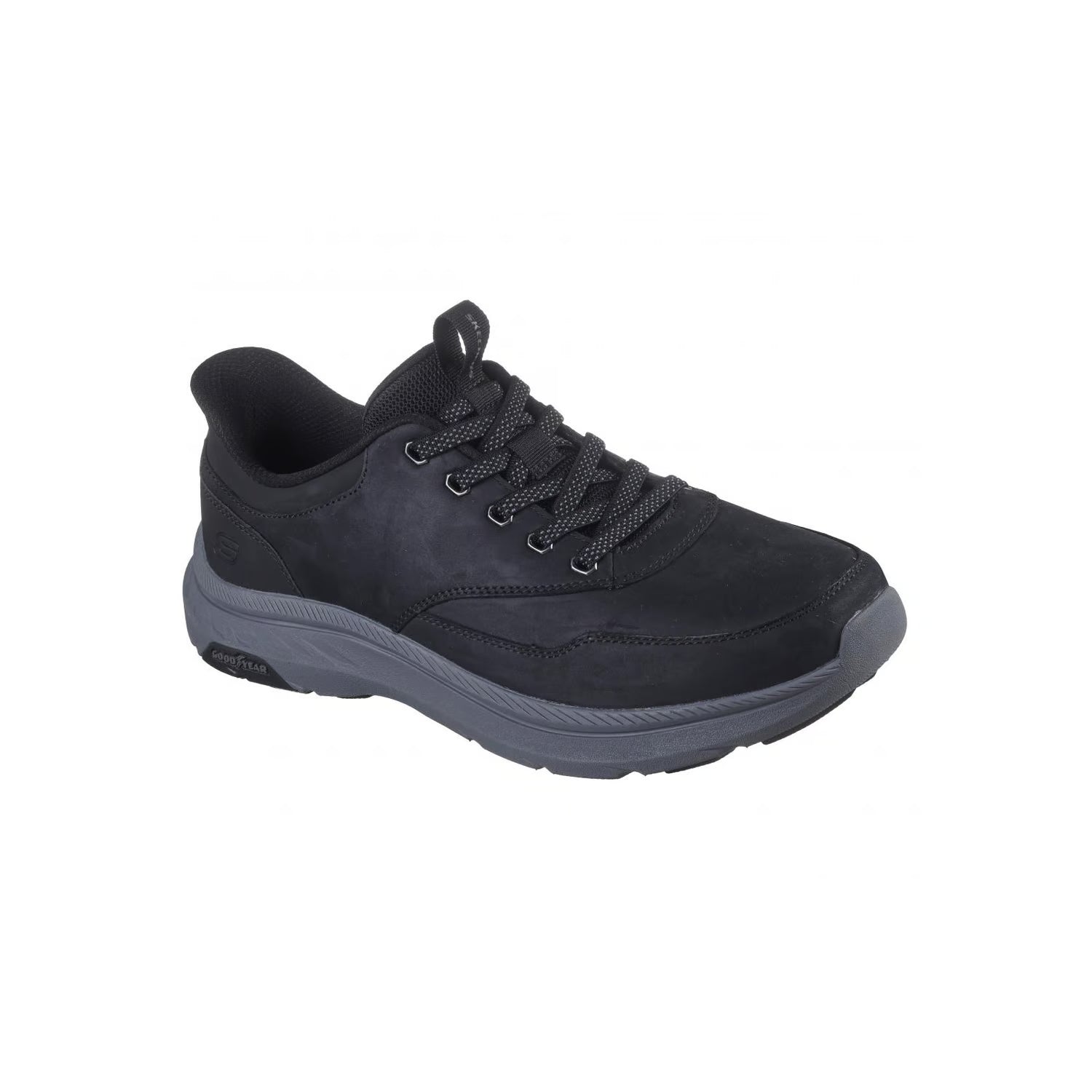 Zapatos SKECHERS Hombre Pollard Brax Negro Gris Cuero - 205338-BLK