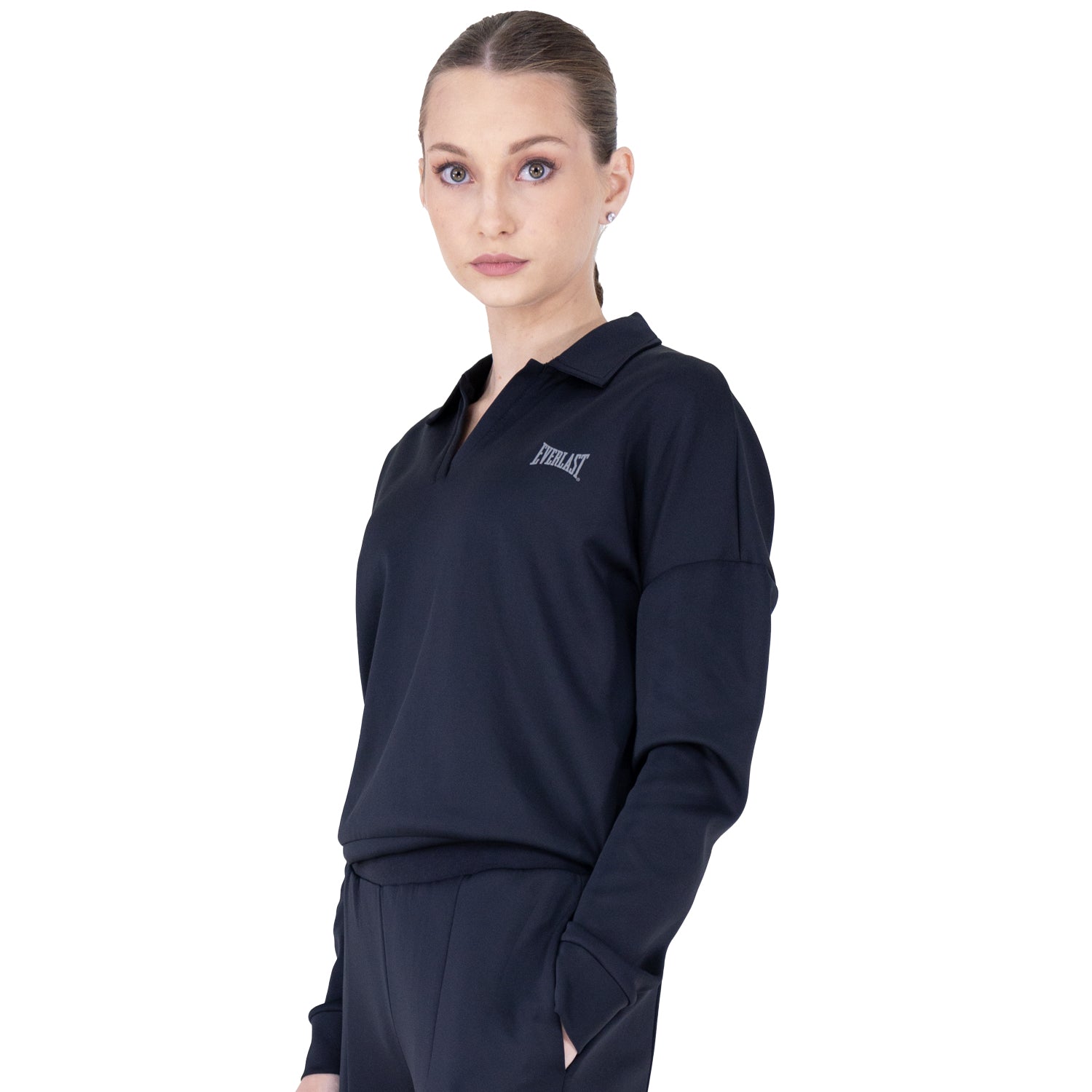 Crotop EVERLAST Dama Polo Manga Larga Negro - EV94RAL221
