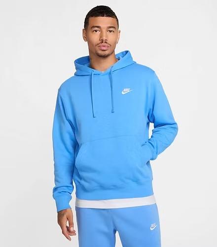 Hoddie Nike Hombre Cerrado Capota Algodón Azul Claro