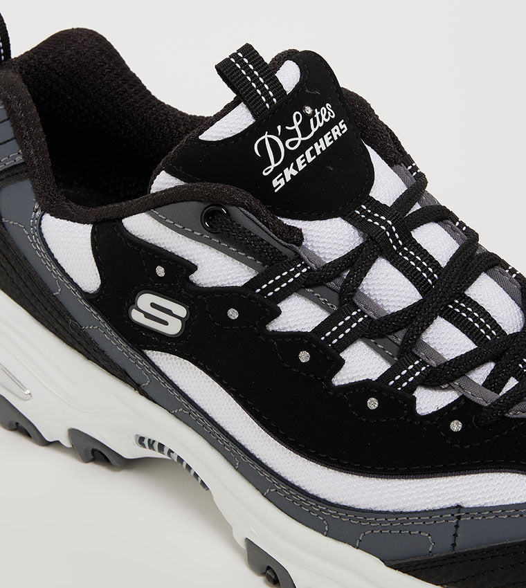 Tenis SKECHERS Dama Dlite Popular Vote Negro Blanco Gris - 150241-BKWG