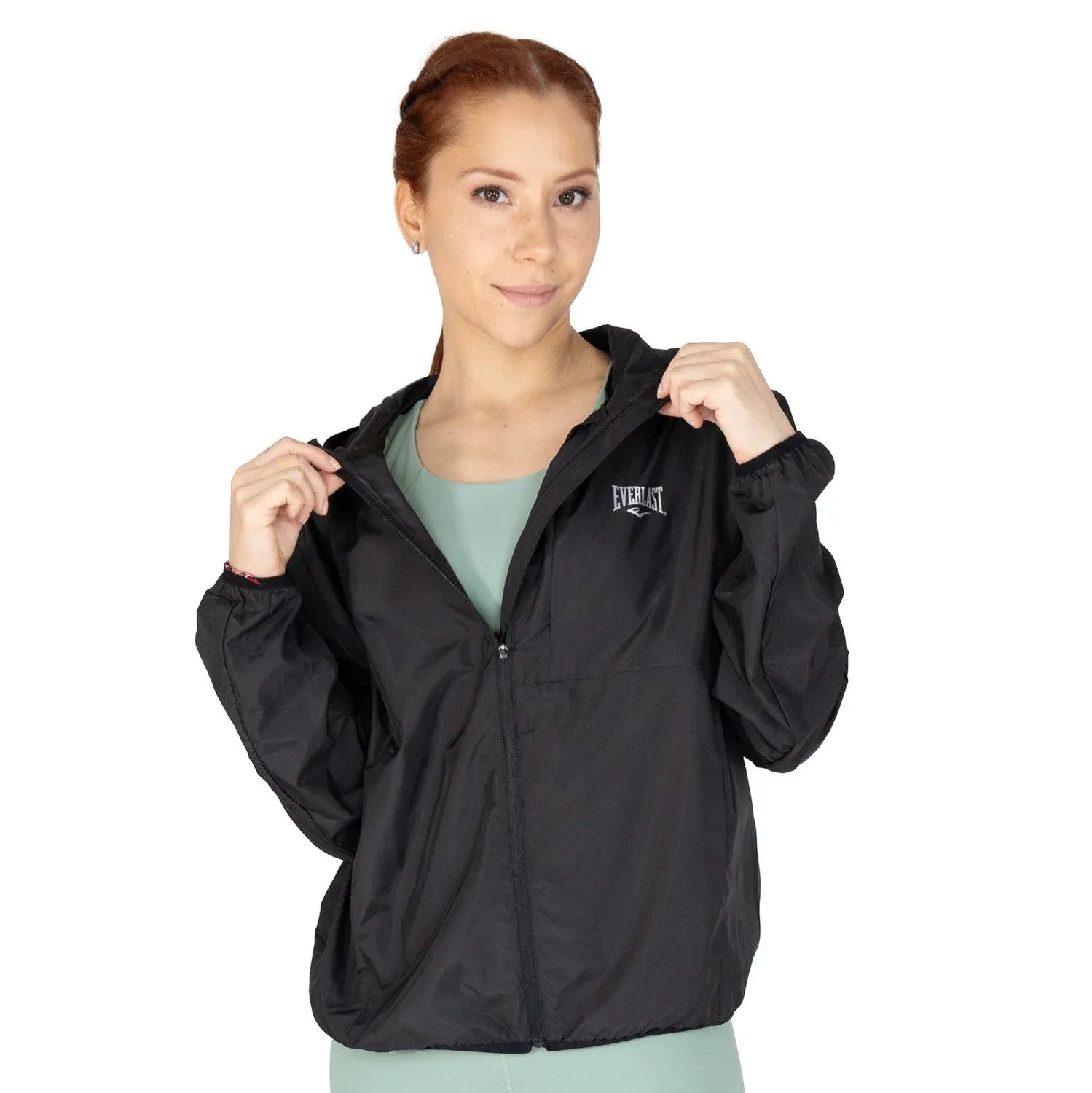 CHAQUETA CORTA VIENTO REBEL MUJER ENTRENAMIENTO NEGRA   - EV65NCL181 NEGRA
