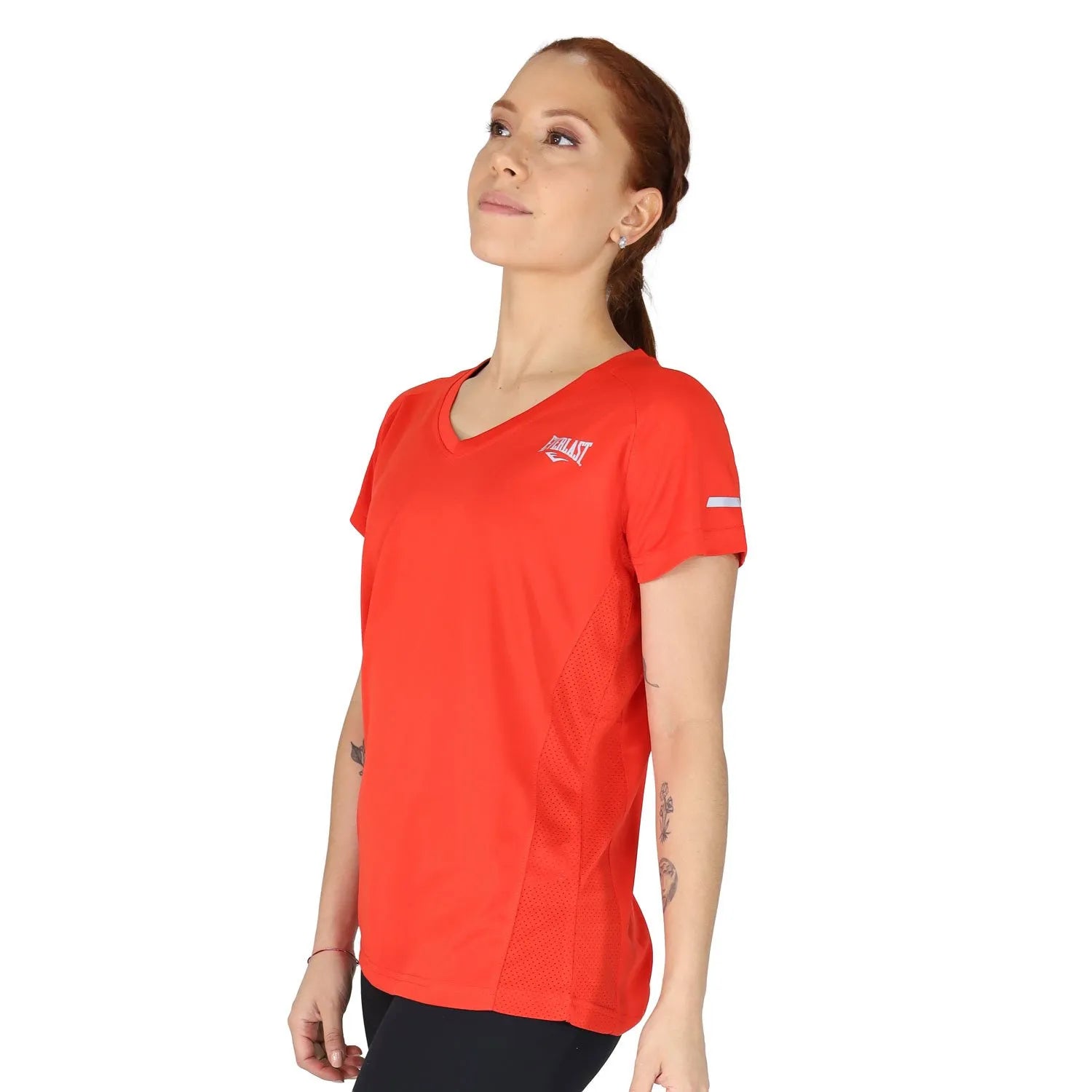 CAMISETA CUELLO EN V ROJA ENTRENAMIENTO PRO MUJER - EV77HAL217 ROJA