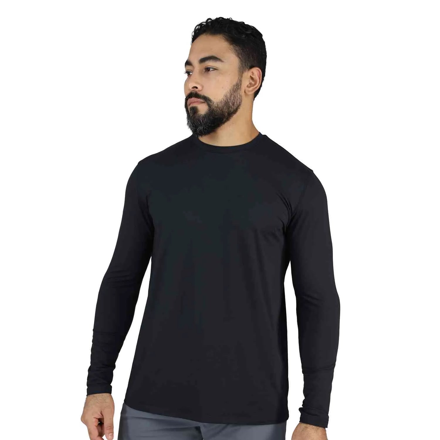 CAMISETA MANGA LARGA CUELLO REDONDO NEGRO HOMBRE  - EV95HEM651