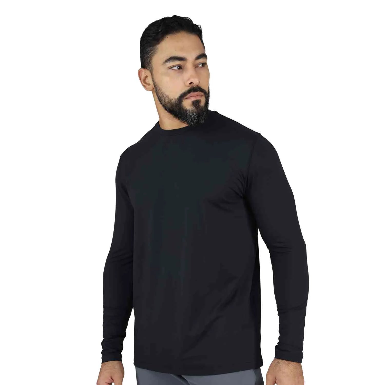 CAMISETA MANGA LARGA CUELLO REDONDO NEGRO HOMBRE  - EV95HEM651