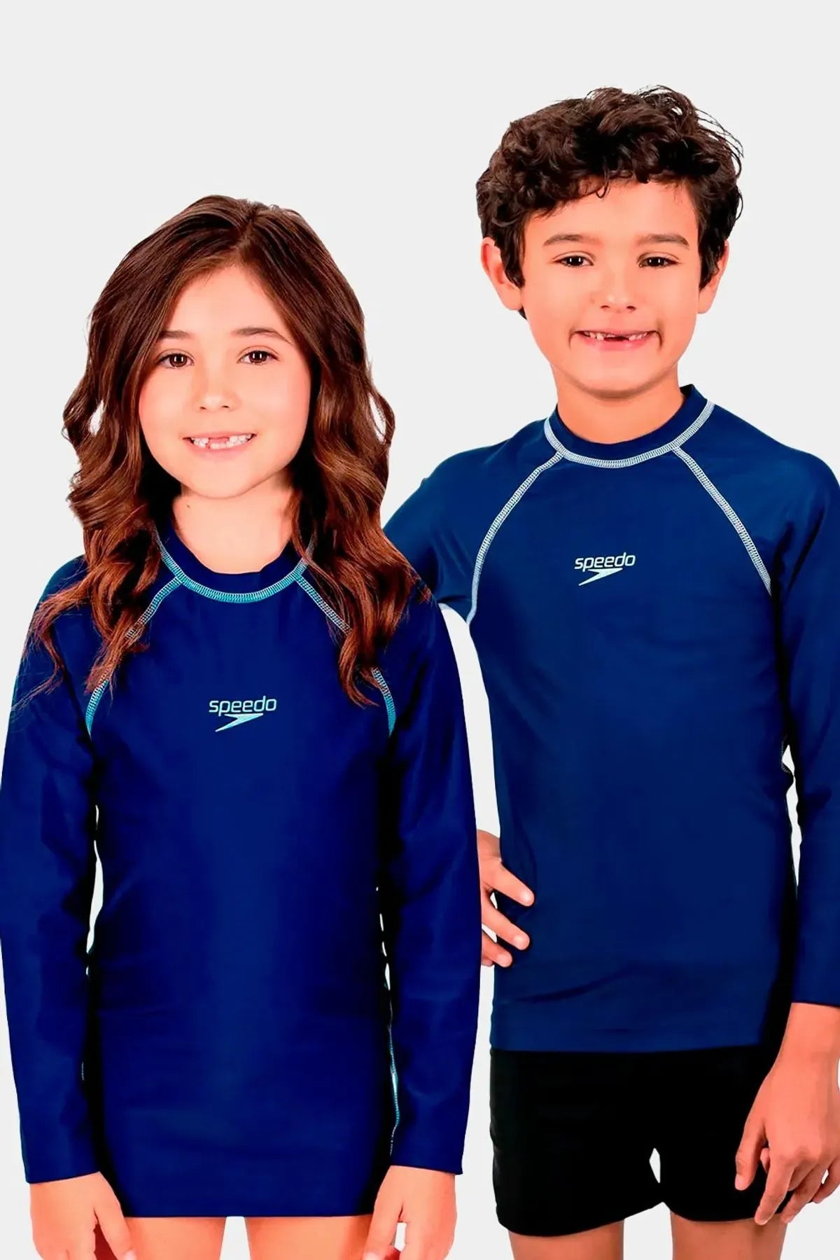 CAMISETA MANGA LARGA SPEEDO NATACION AZUL AQUA JUNIOR - 8N010140052-AZUL