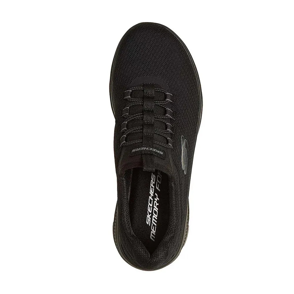 TENIS SKECHERS MUJER  SUMMITS PLUS SUMMER HAZE TODO NEGRO  - 150668-BBK