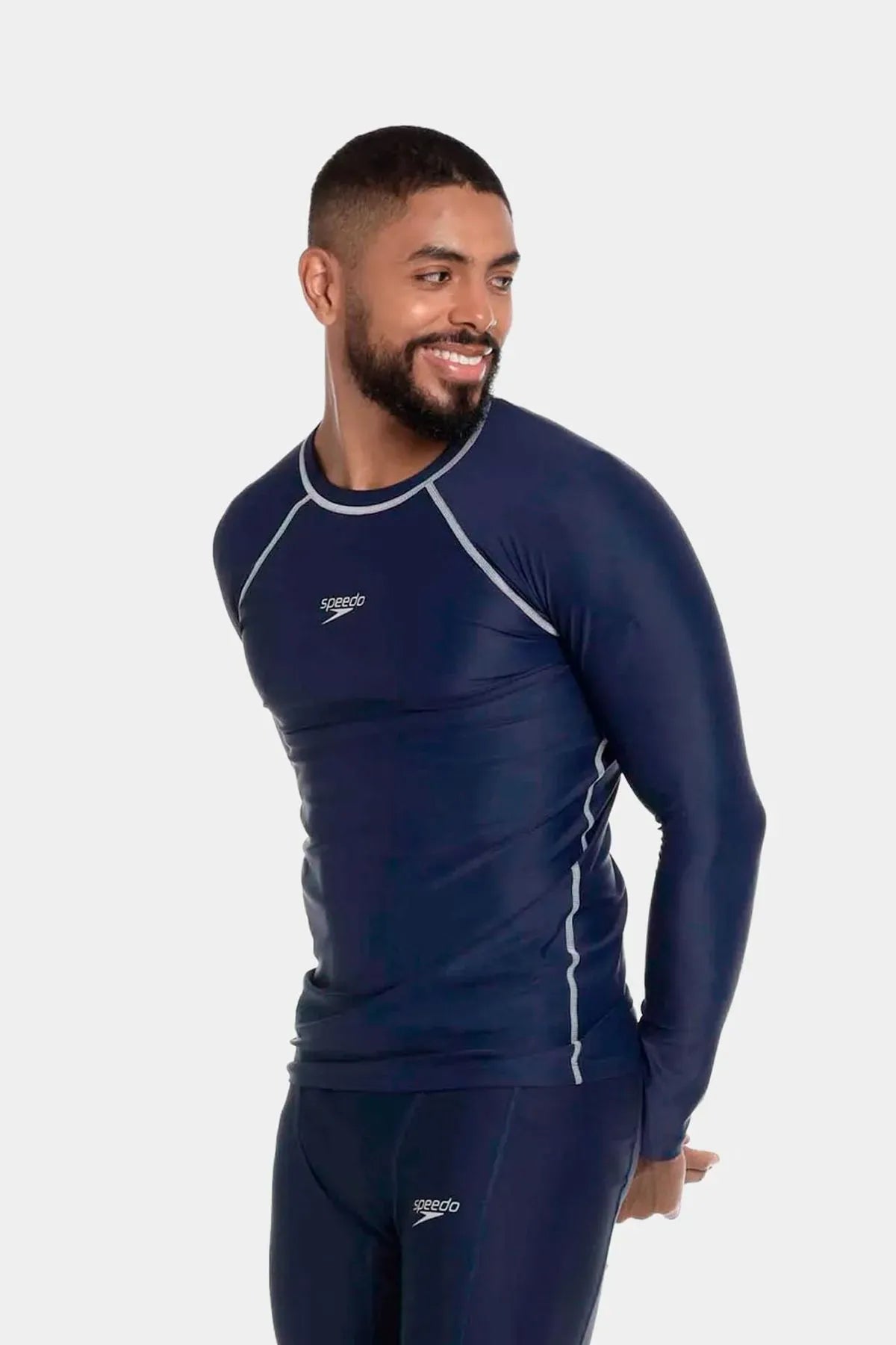 CAMISETA MANGA LARGA SPEEDO NATACION NEGRO AQUA UNISEX - R-8N010130052-AZUL