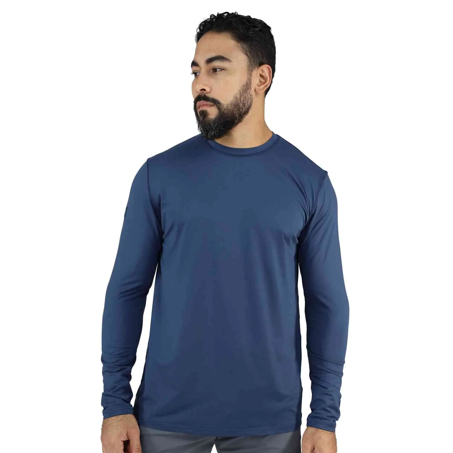 CAMISETA MANGA LARGA CUELLO REDONDO AZUL HOMBRE  - EV95HEM653