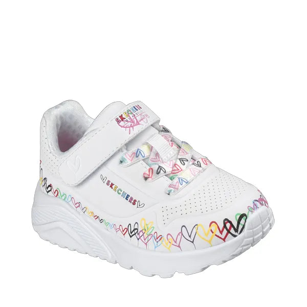 TENIS SKECHERS UNO LITE HEART  CRAZE BLANCO COLORES BEBE - 314091L-WMLT