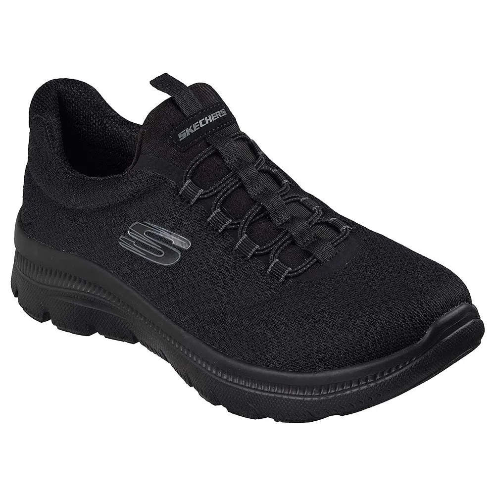 TENIS SKECHERS MUJER  SUMMITS PLUS SUMMER HAZE TODO NEGRO  - 150668-BBK