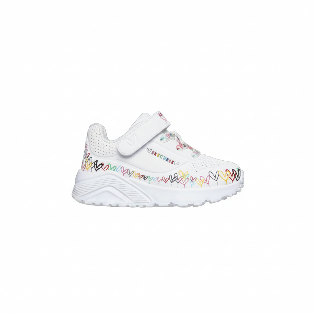 TENIS SKECHERS UNO LITE HEART  CRAZE BLANCO COLORES BEBE - 314091L-WMLT