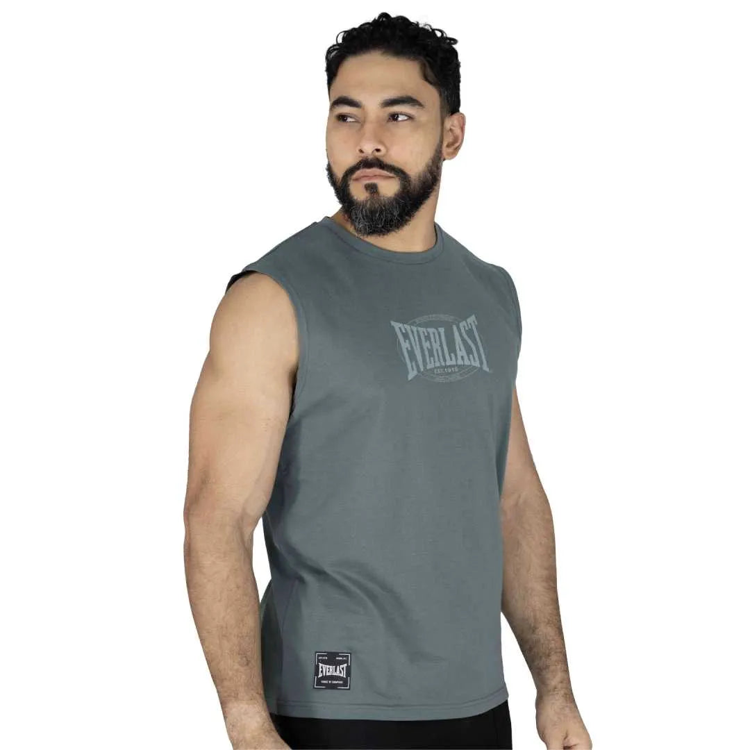 CAMISETA MANGA SISA ALGODÓN BOXEO ENTRENAMIENTO VERDE HOMBRE - EV46NAM146