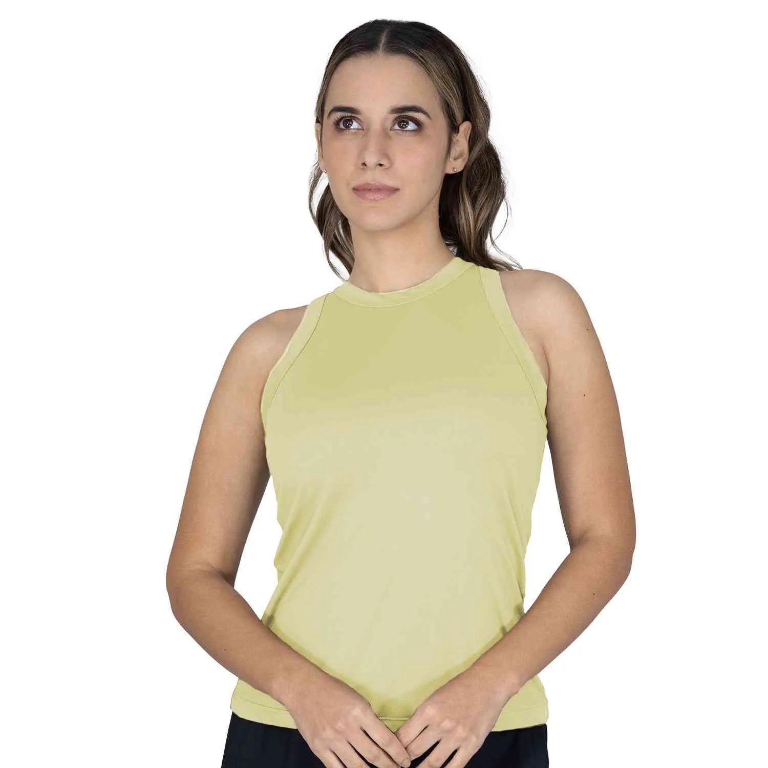 CAMISETA MANGA SISA AMARILLA MUJER ENTRENAMIENTO    - EV46HEL530 AMARILLA