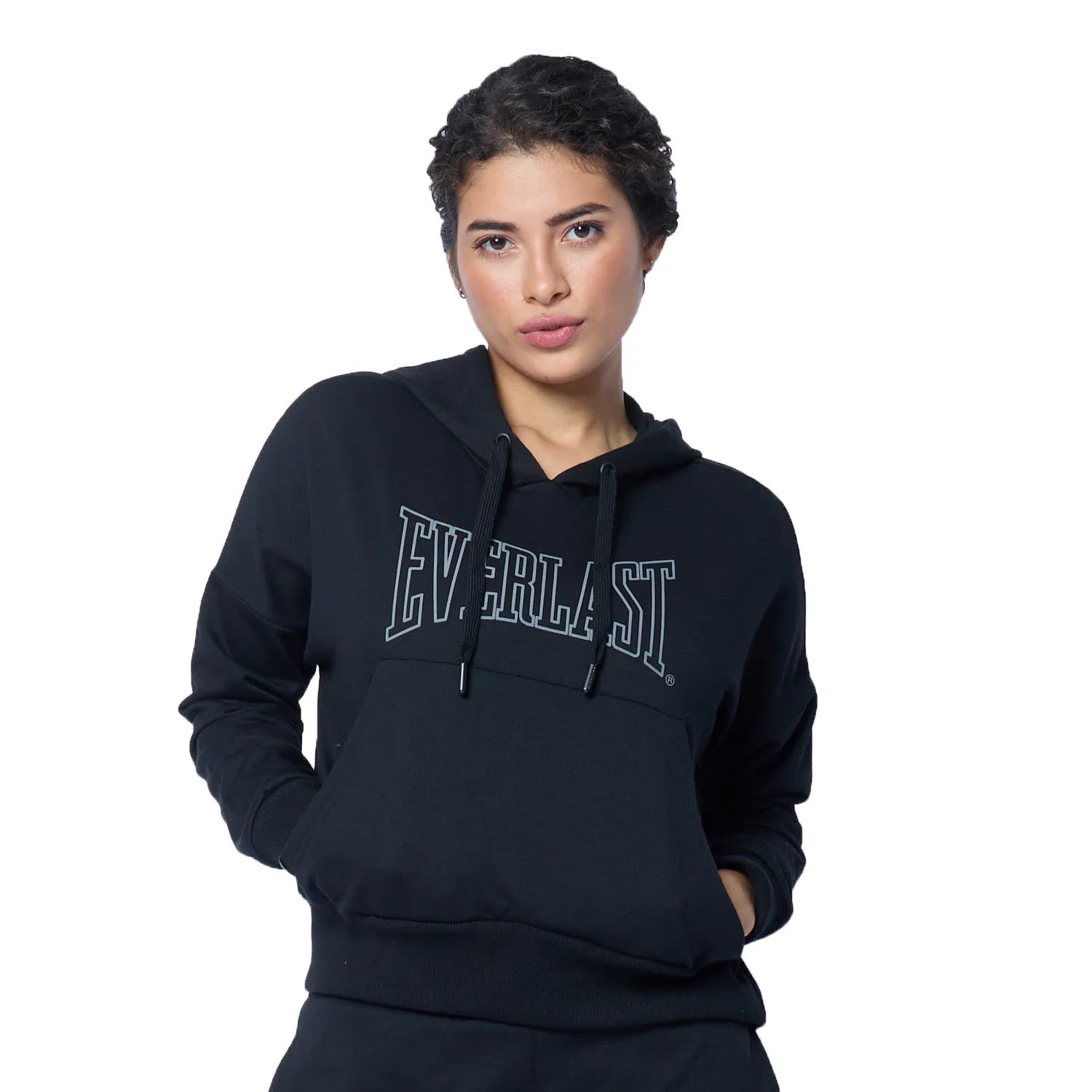 HOODIE EVERLAST MUJER ALGODÓN VARSITY NEGRO  - EV65NAL601 NEGRO