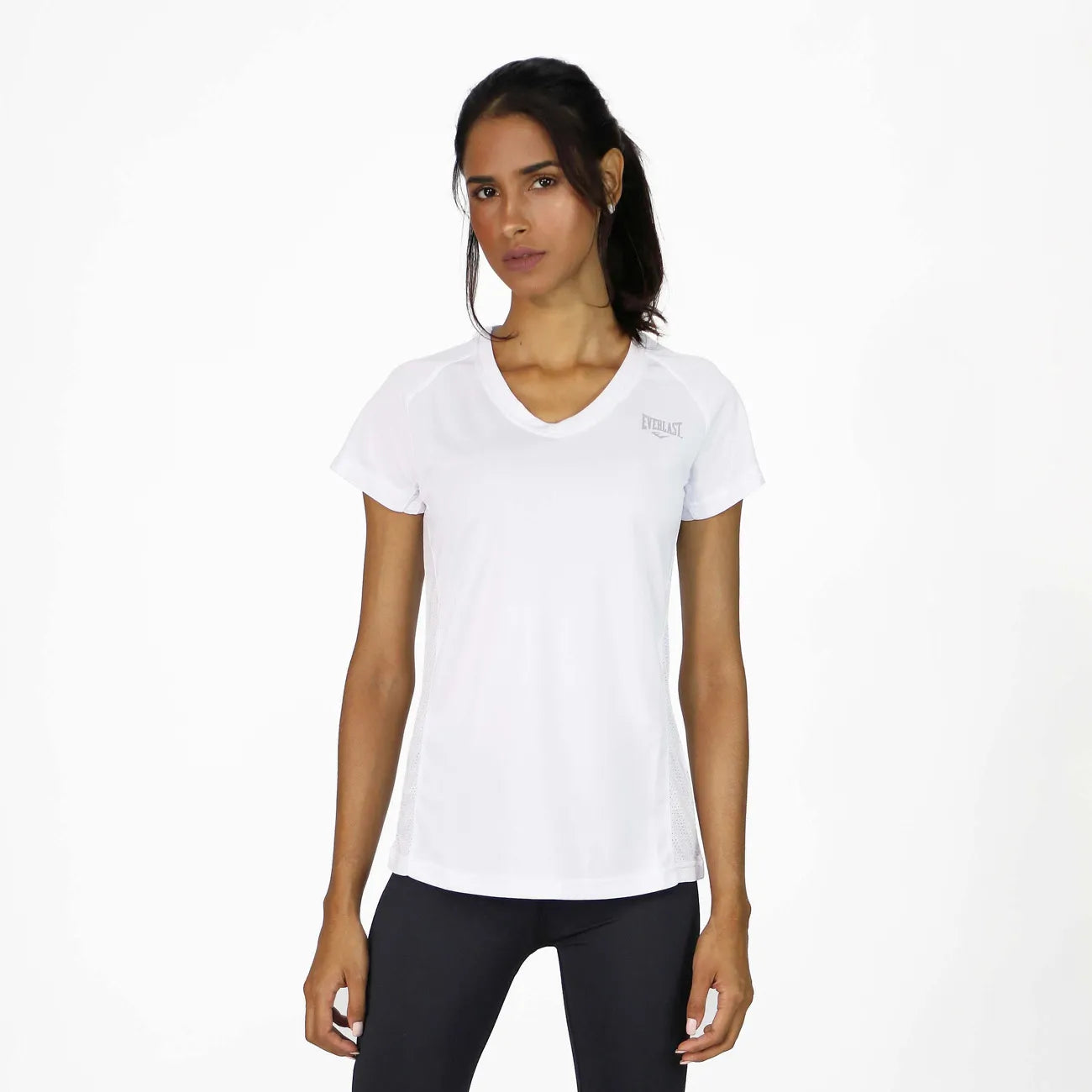 CAMISETA MANGA CORTA BLANCA CUELLO EN V PRO MUJER - EV77HAL218-BLANCA