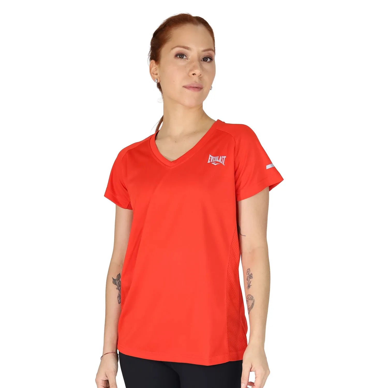 CAMISETA CUELLO EN V ROJA ENTRENAMIENTO PRO MUJER - EV77HAL217 ROJA