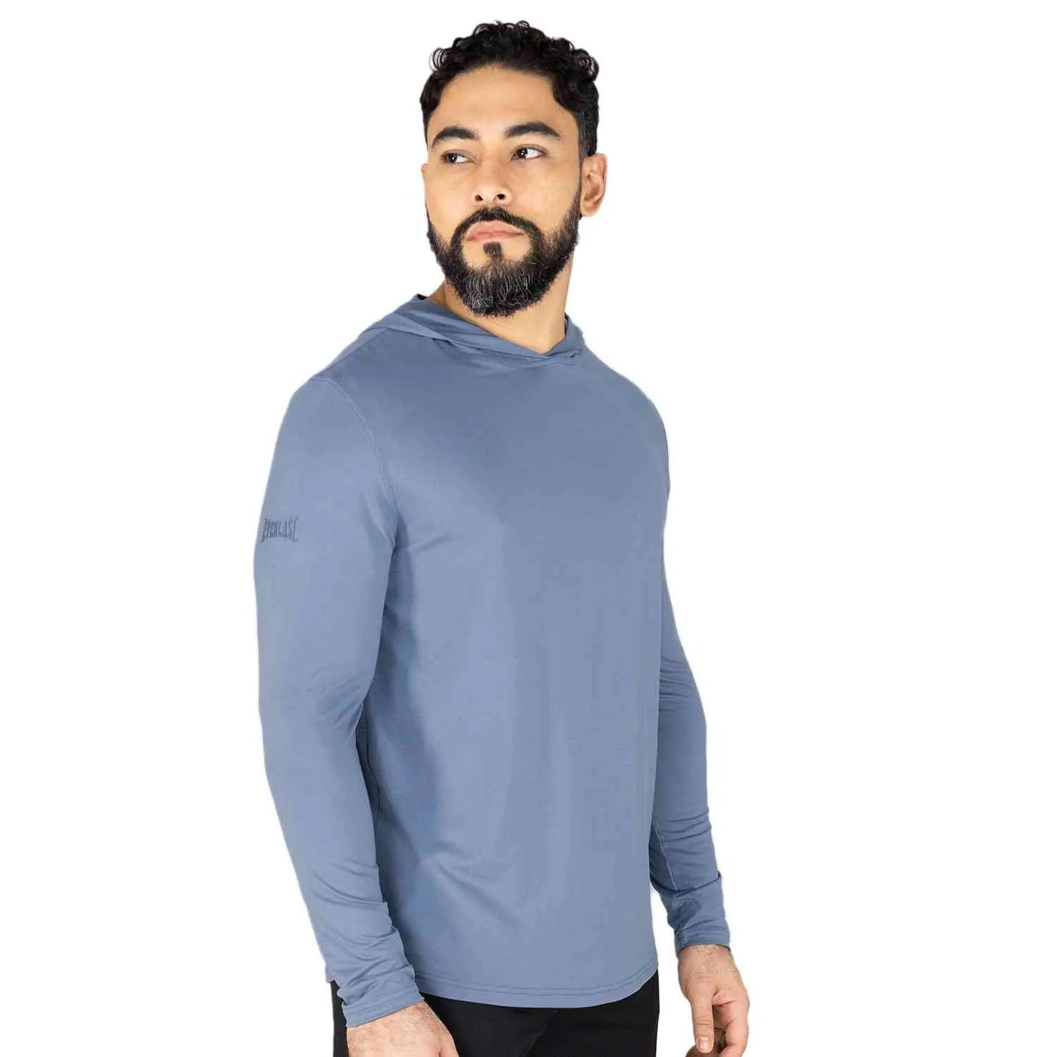 CAMISETA MANGA LARGA CAPOTA AZUL HOMBRE ENTRENAMIENTO  - EV96HEM554