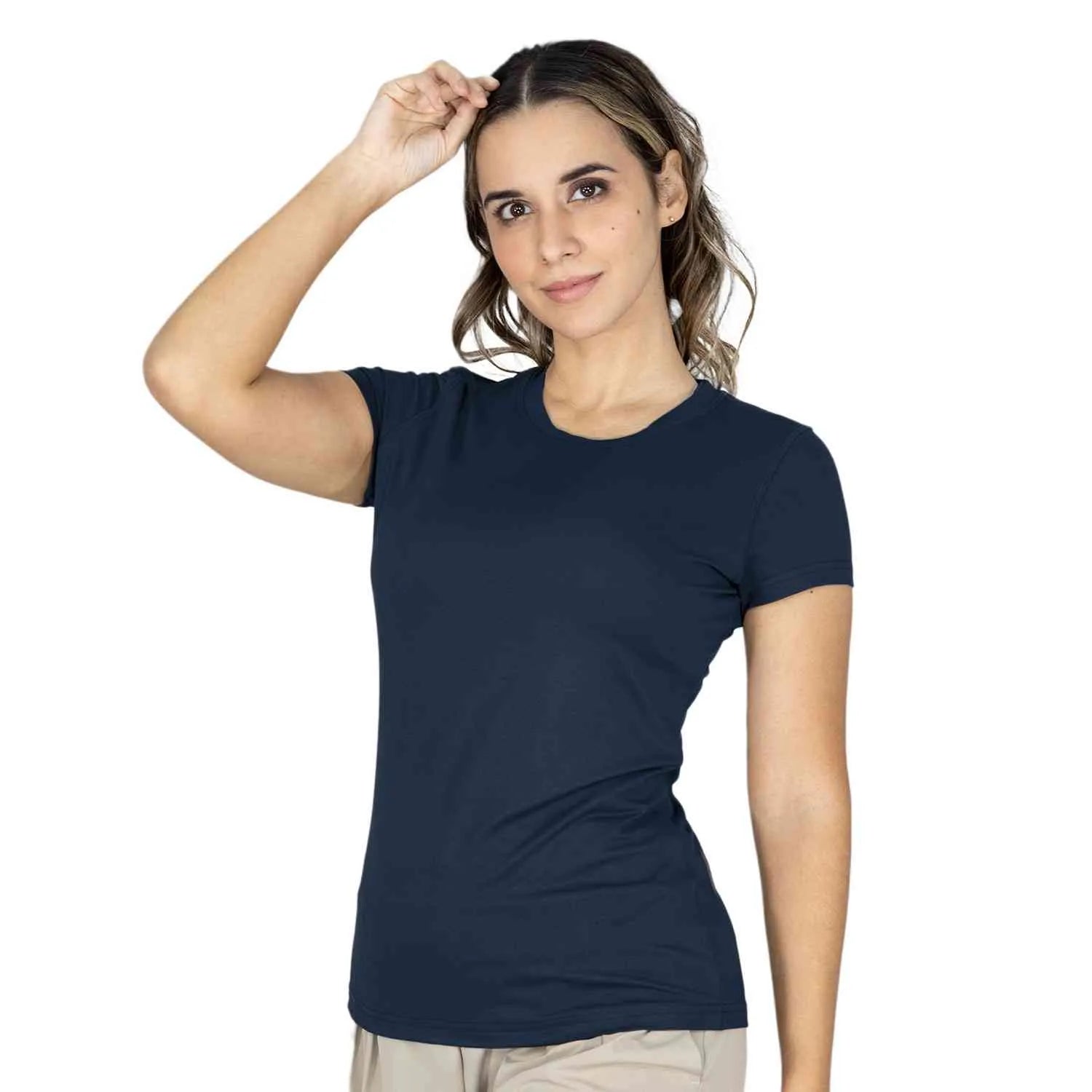 CAMISETA MUJER  EVERLAST MANGA CORTA ALGODÓN AZUL ENTRENAMIENTO  - EV76HEL603 AZUL
