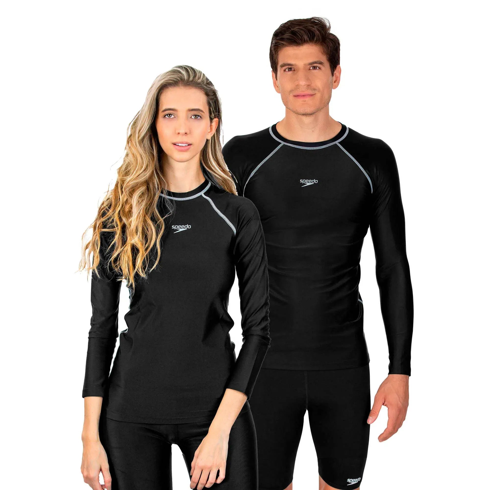 CAMISETA MANGA LARGA SPEEDO NATACION NEGRO AQUA UNISEX - R-8N010130000-NEG