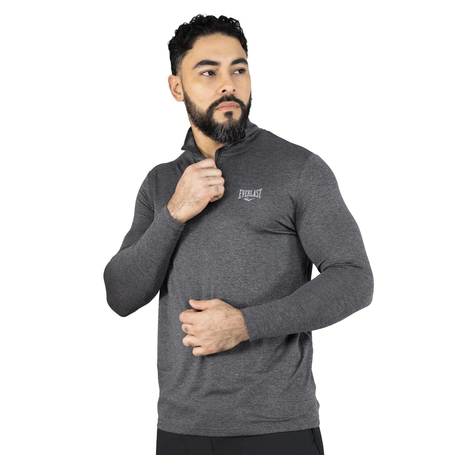 CAMISETA MANGA LARGA CREMALLERA  GRIS FLEX CORRER  HOMBRE  -EV95BAM261 GRIS
